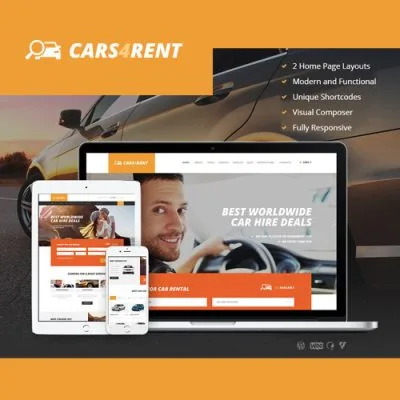 Cars4Rent | Auto Rental & Taxi Service WordPress Theme + RTL - Imagen 1